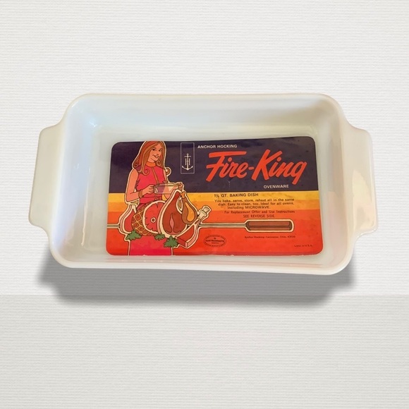 Fire King Milk Glass Baking Dish Anchor Hocking